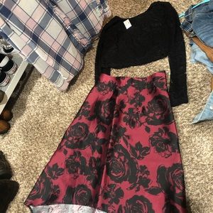Brand new outfit from Maurices. Black top and hi low skirt